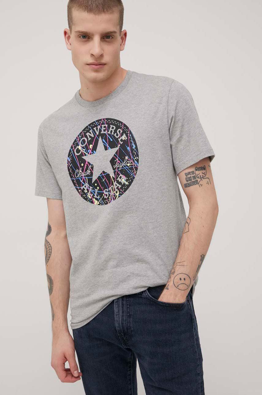 Converse t-shirt bawełniany kolor szary melanżowy