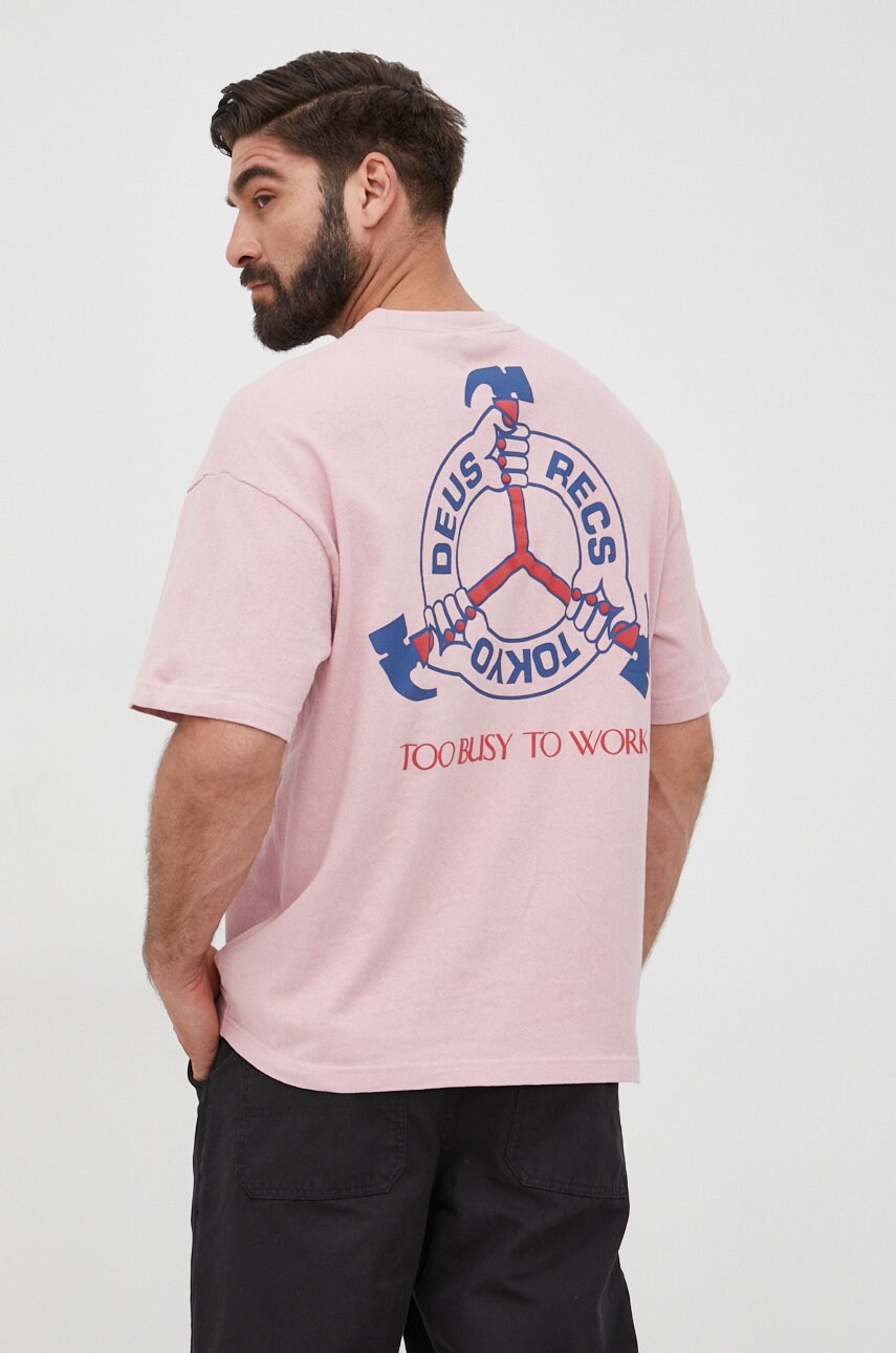 Deus ex machina tricou din bumbac culoarea roz, cu imprimeu