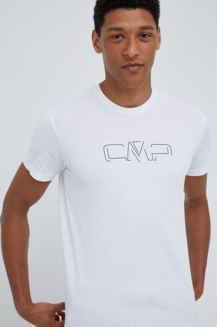 CMP tricou din bumbac culoarea alb, cu imprimeu
