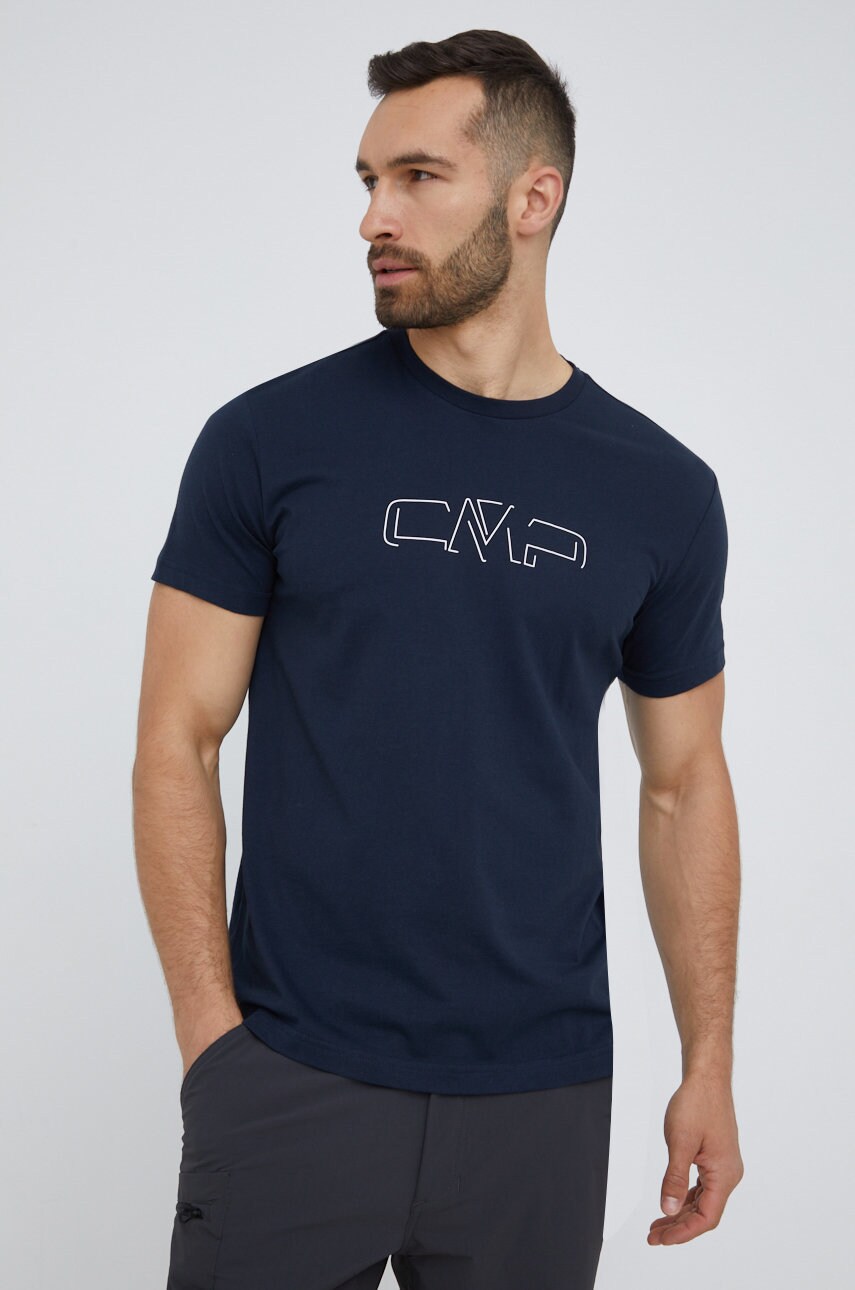 Cmp tricou din bumbac culoarea albastru marin, cu imprimeu