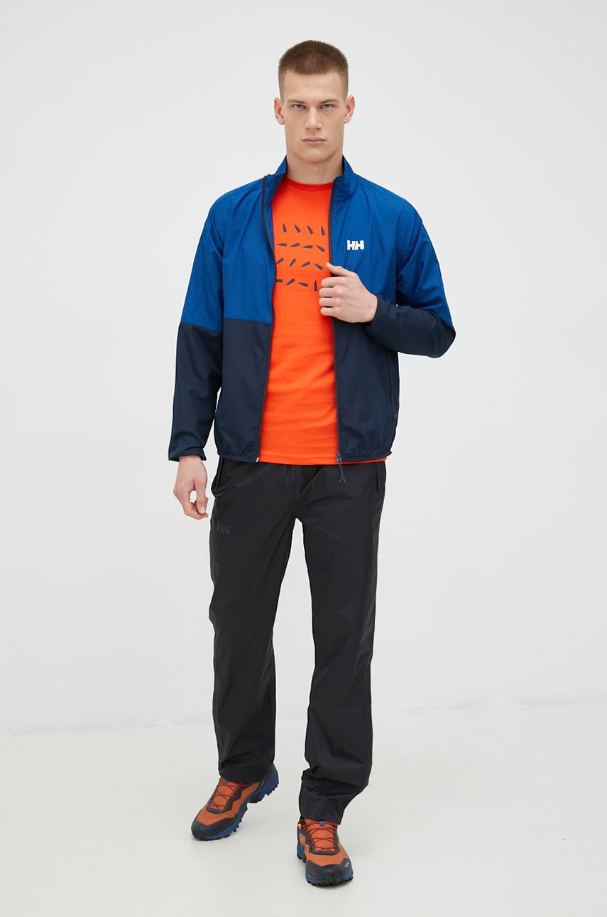 

Хлопковая футболка Helly Hansen цвет оранжевый с принтом