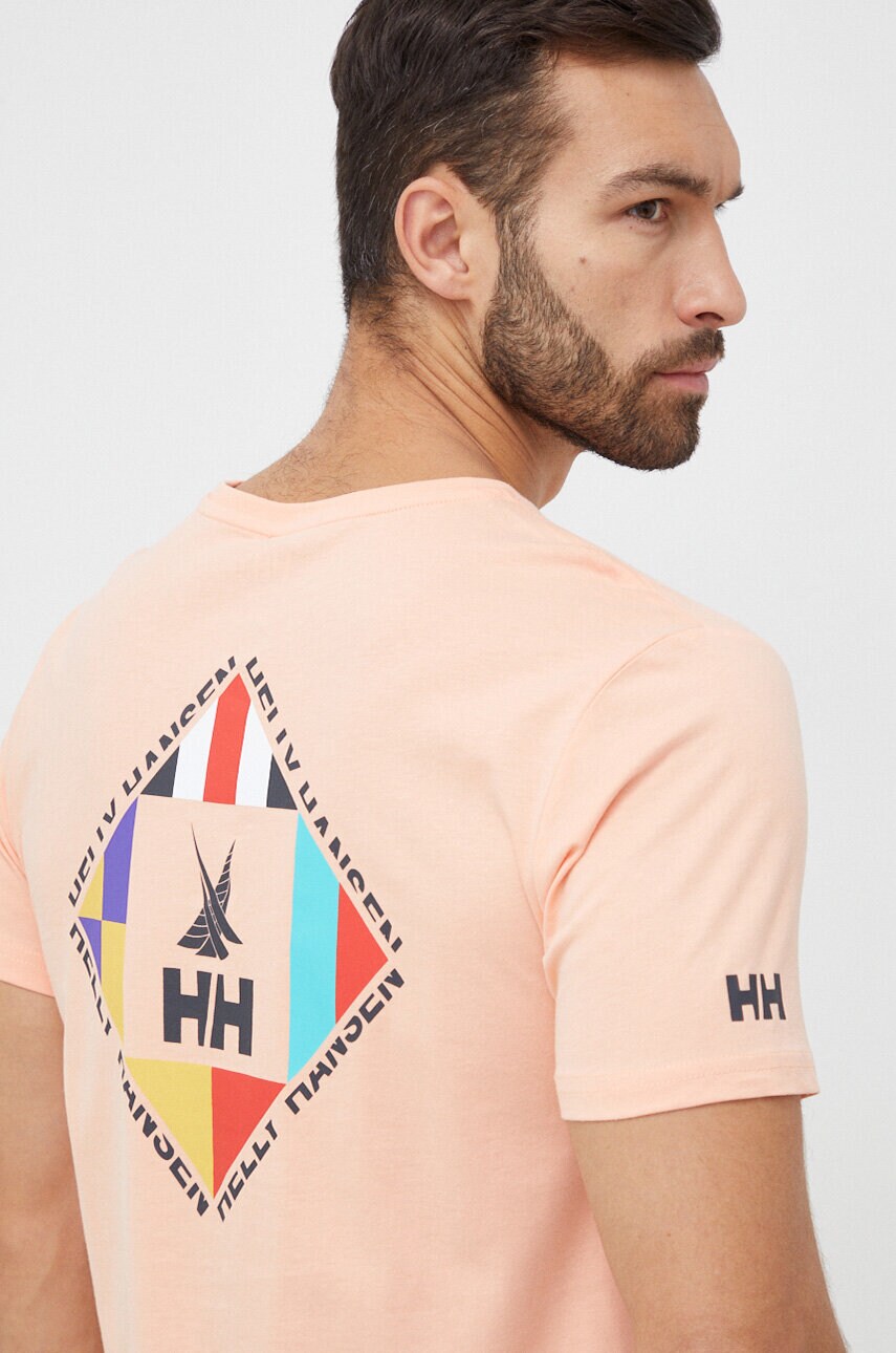 

Бавовняна футболка Helly Hansen колір помаранчевий з принтом