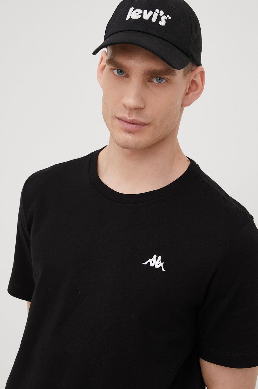 Kappa t-shirt bawełniany kolor czarny gładki