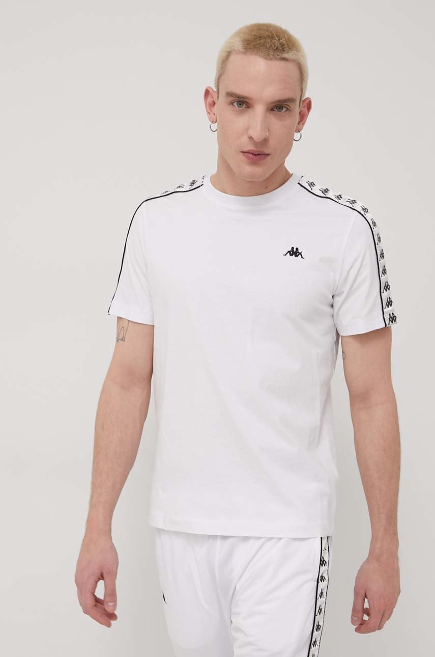 Kappa tricou din bumbac culoarea alb, cu imprimeu
