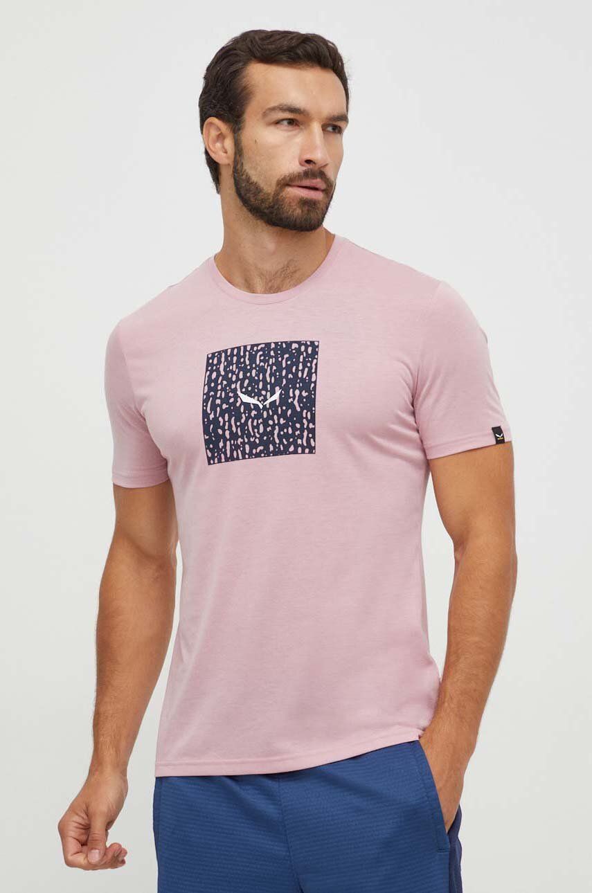 Sportovní triko Salewa Pure Box růžová barva, s potiskem - růžová - 87 % Polyester