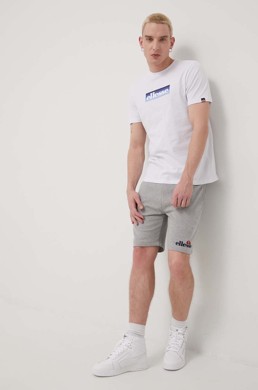 

Бавовняна футболка Ellesse колір білий з принтом