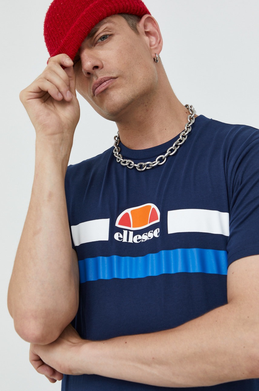 

Памучна тениска Ellesse в тъмносиньо с принт, Тъмносин