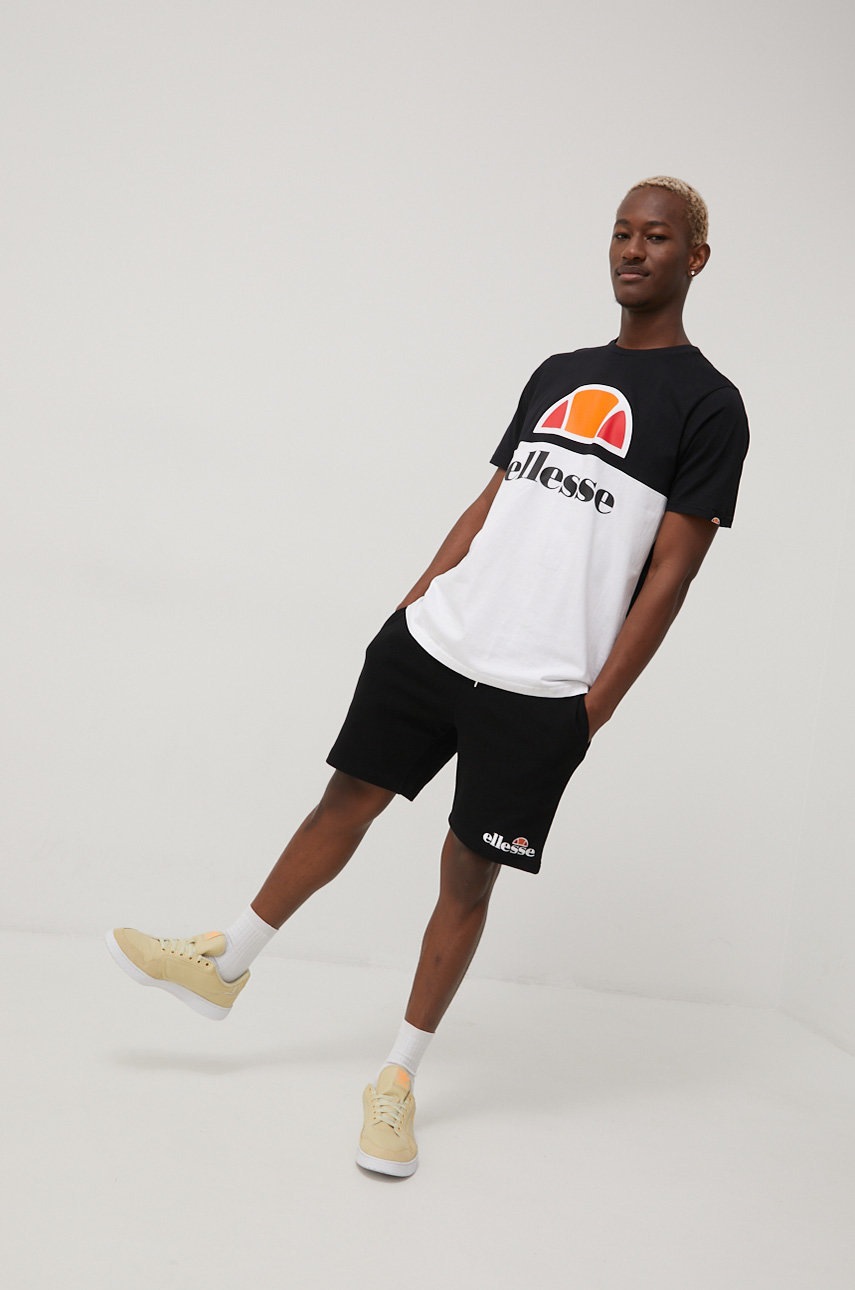 

Памучна тениска Ellesse в бяло с принт, Бял