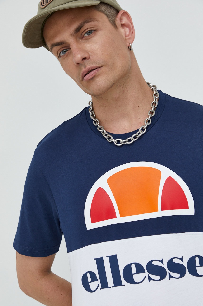 

Памучна тениска Ellesse в тъмносиньо с принт, Тъмносин