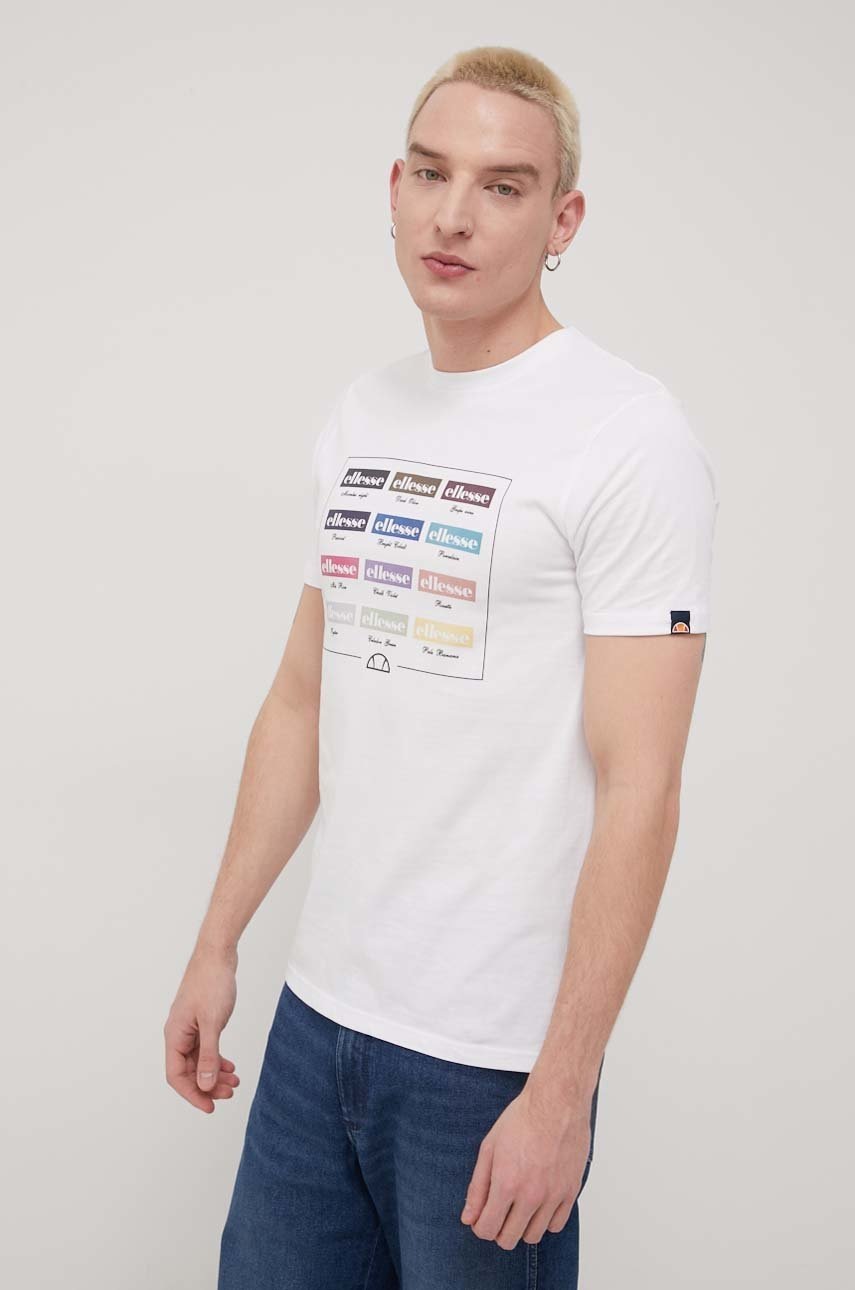 

Хлопковая футболка Ellesse цвет белый с принтом