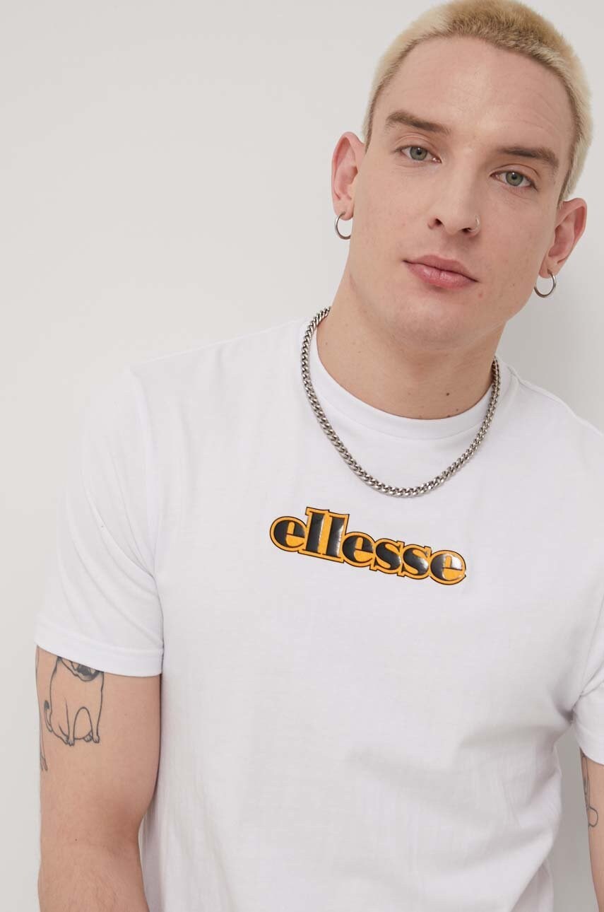 

Хлопковая футболка Ellesse цвет белый с аппликацией