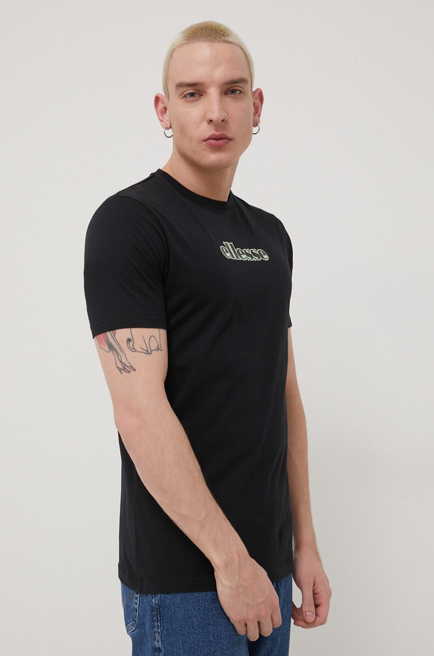 

Бавовняна футболка Ellesse колір чорний з аплікацією