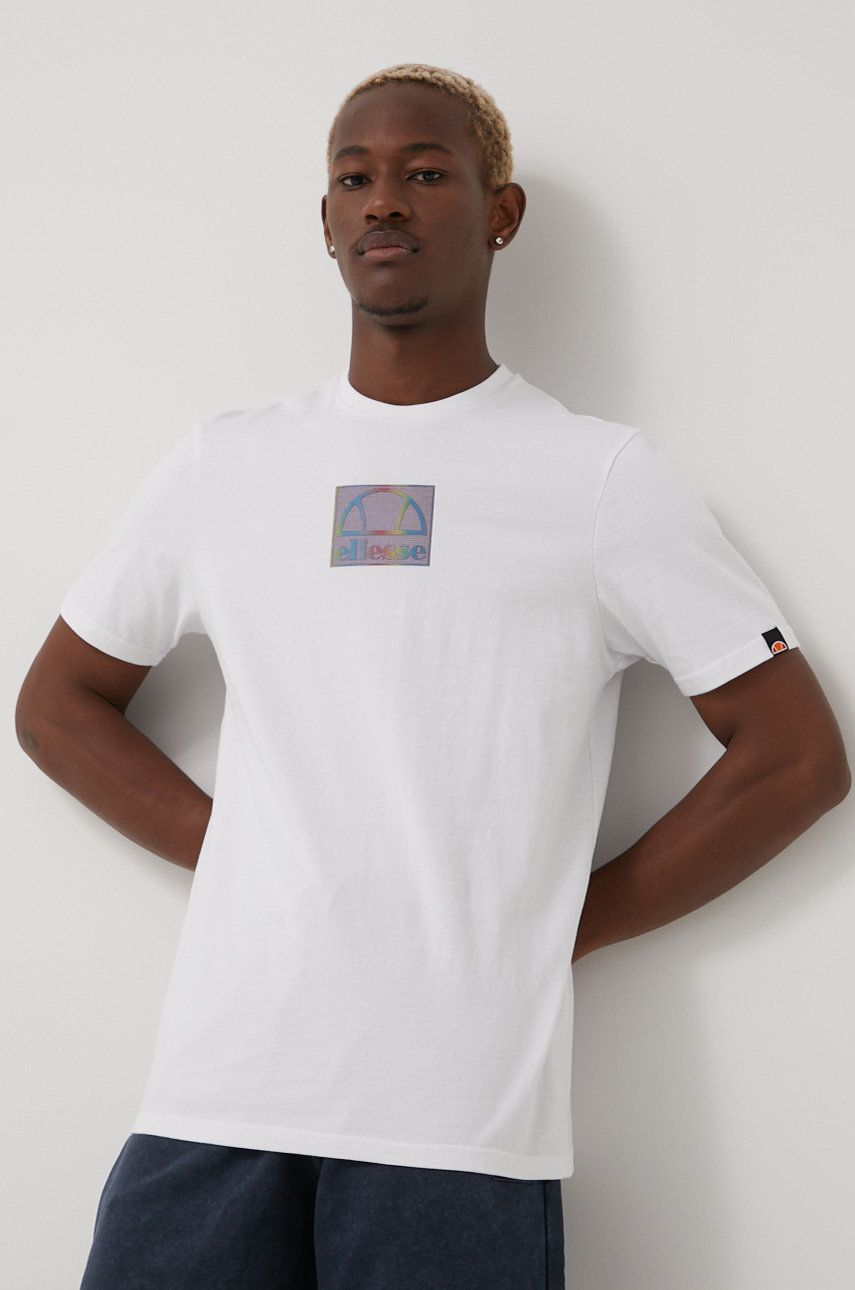 Bavlněné tričko Ellesse bílá barva, s aplikací, SHM13829-WHITE - bílá -  100% Bavlna