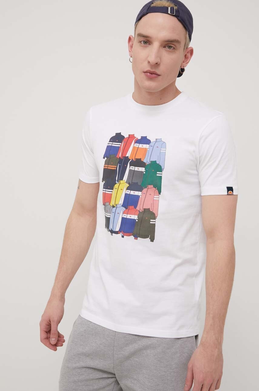 

Памучна тениска Ellesse в бяло с принт, Бял
