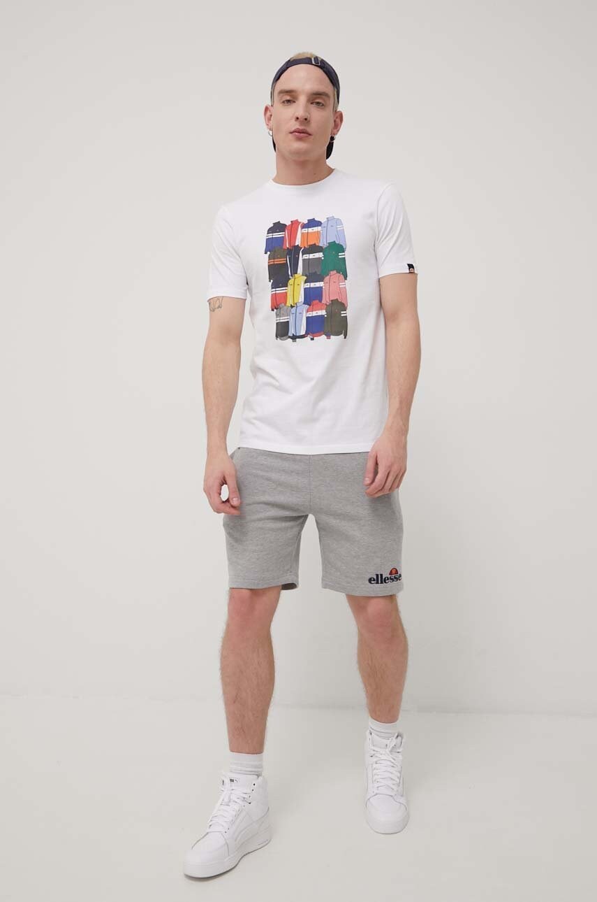 

Хлопковая футболка Ellesse цвет белый с принтом