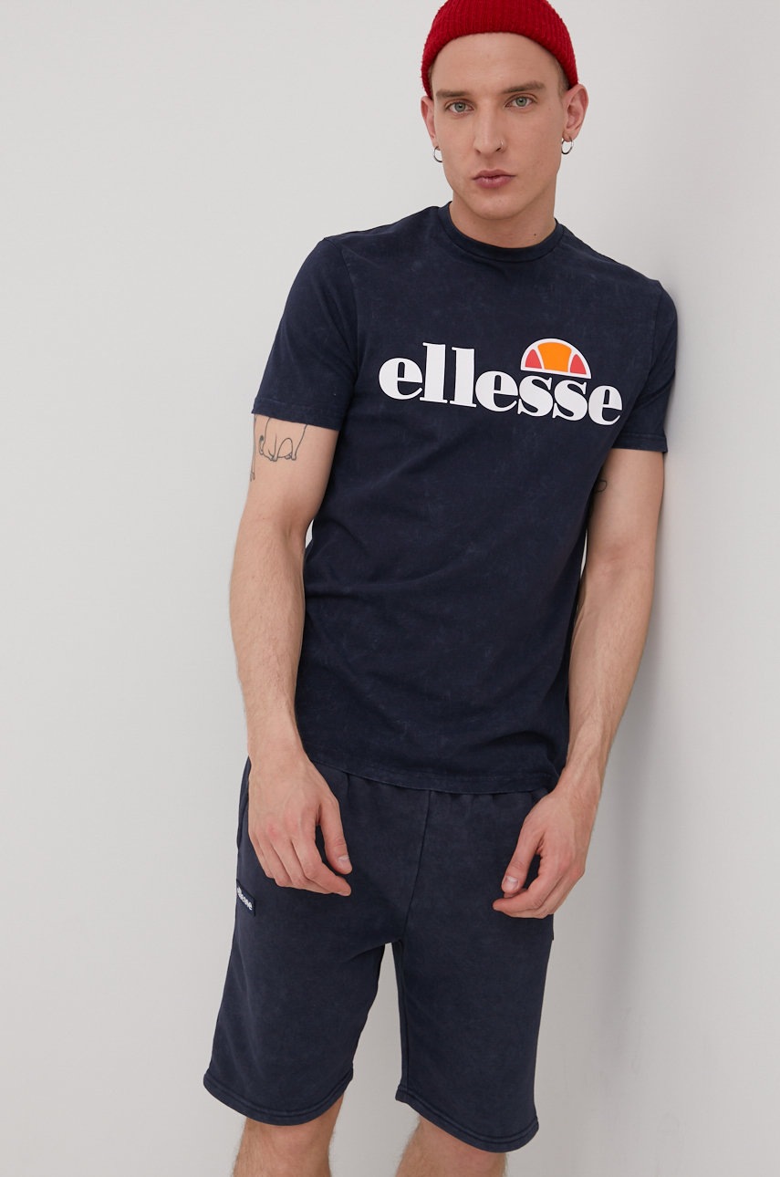 

Памучна тениска Ellesse в тъмносиньо с принт, Тъмносин