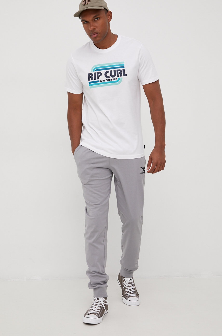 

Бавовняна футболка Rip Curl колір білий з принтом