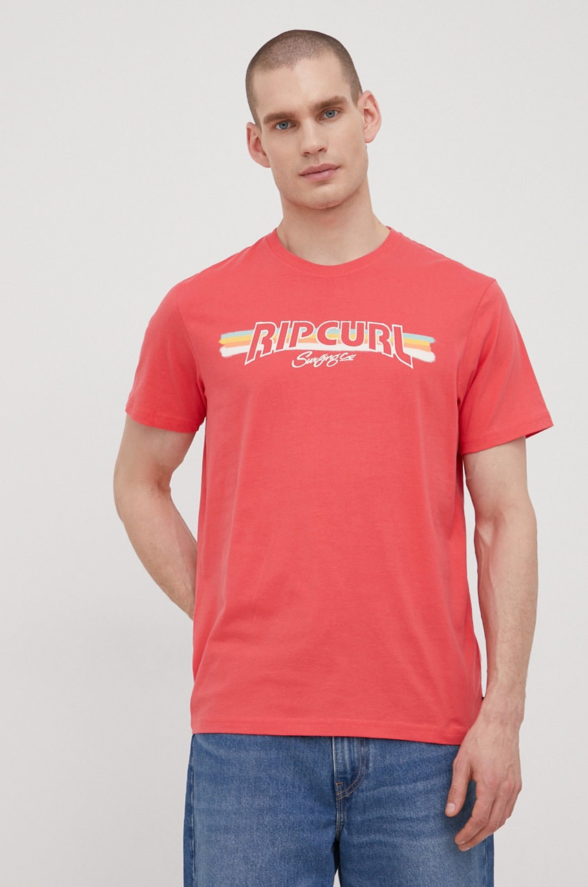 

Хлопковая футболка Rip Curl цвет красный с принтом