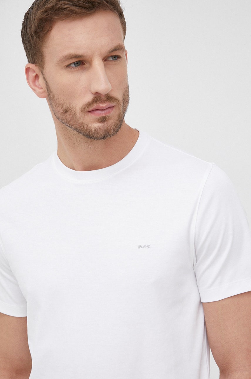 Michael Kors tricou din bumbac culoarea alb, neted Michael Kors tricou din bumbac culoarea alb, neted