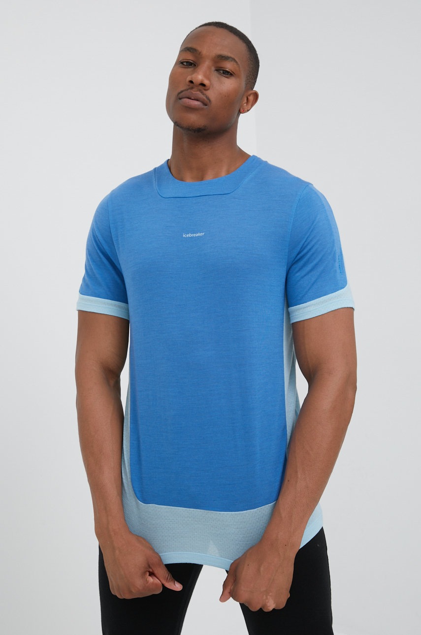 

Спортна тениска Icebreaker Zoneknit с десен, Син