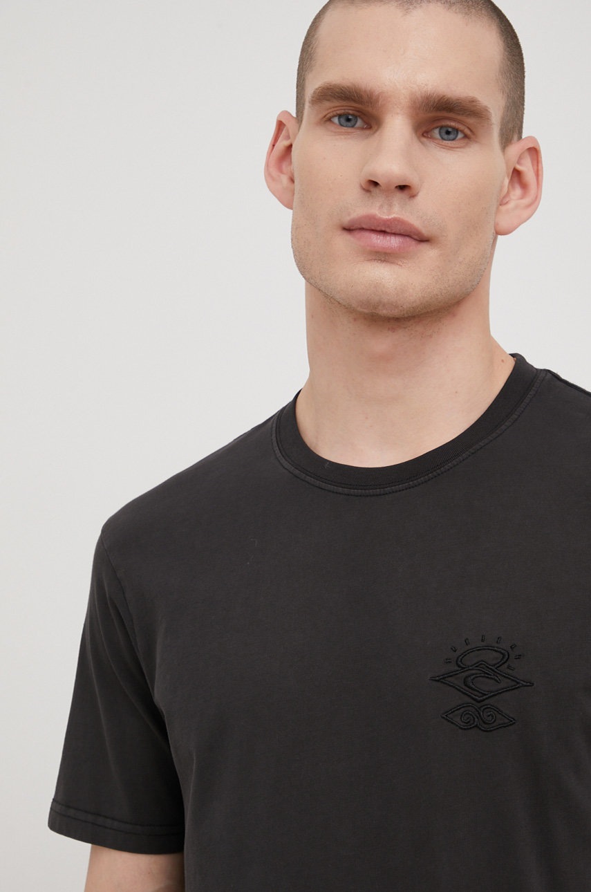 

Хлопковая футболка Rip Curl цвет чёрный с аппликацией