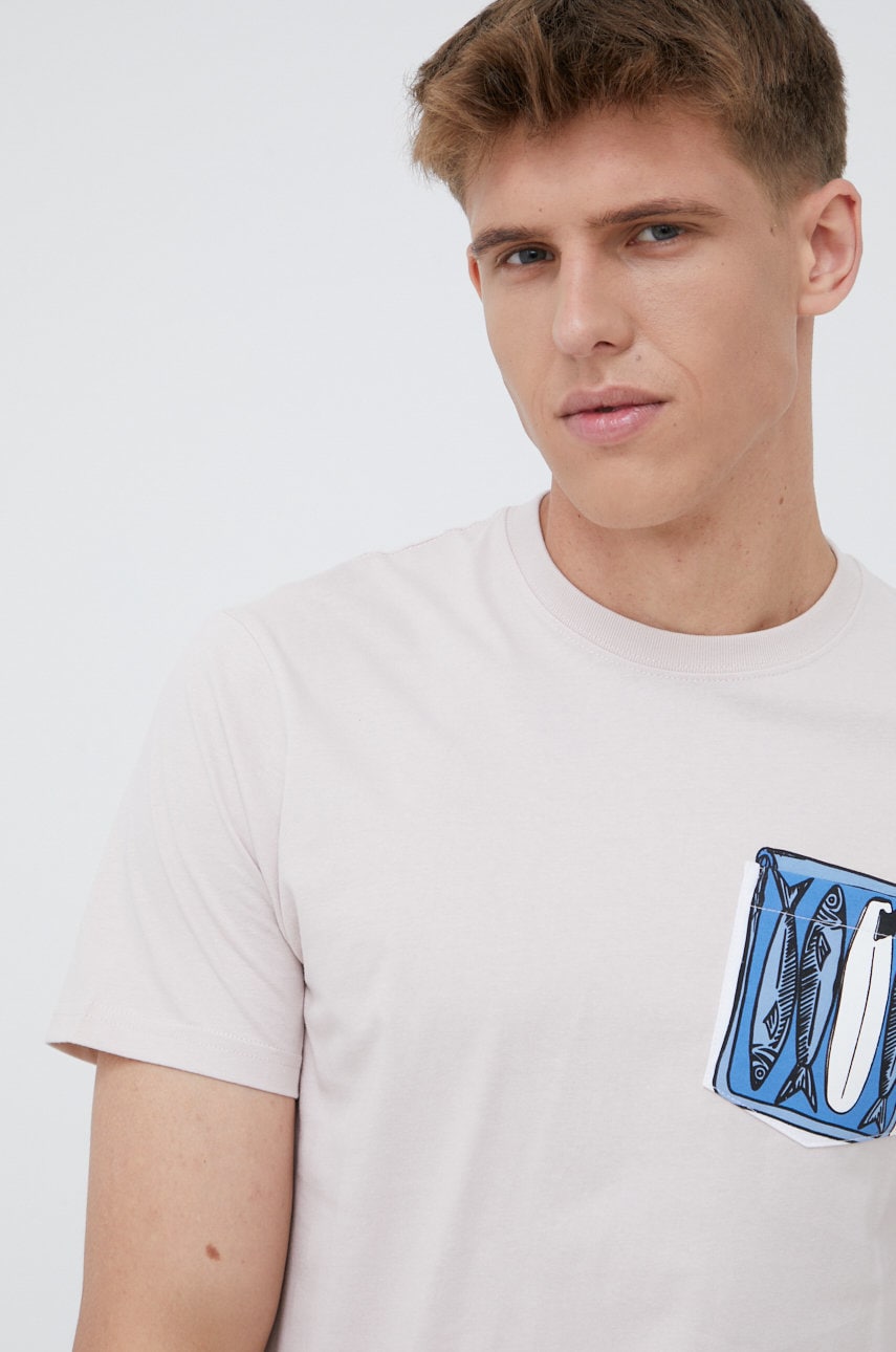 Rip Curl tricou din bumbac culoarea roz, cu imprimeu