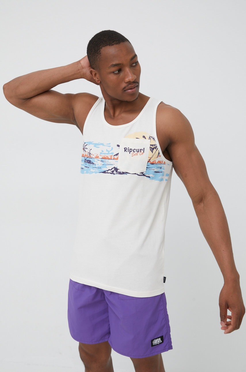 

Памучна тениска Rip Curl в бежово, Бежов