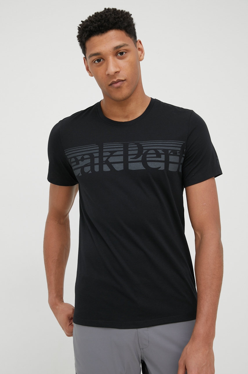 Peak Performance tricou barbati, culoarea negru, cu imprimeu