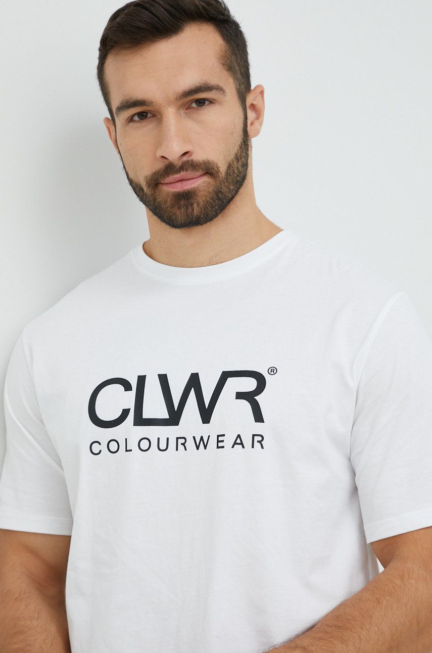 Levně Bavlněné tričko Colourwear bílá barva, s potiskem
