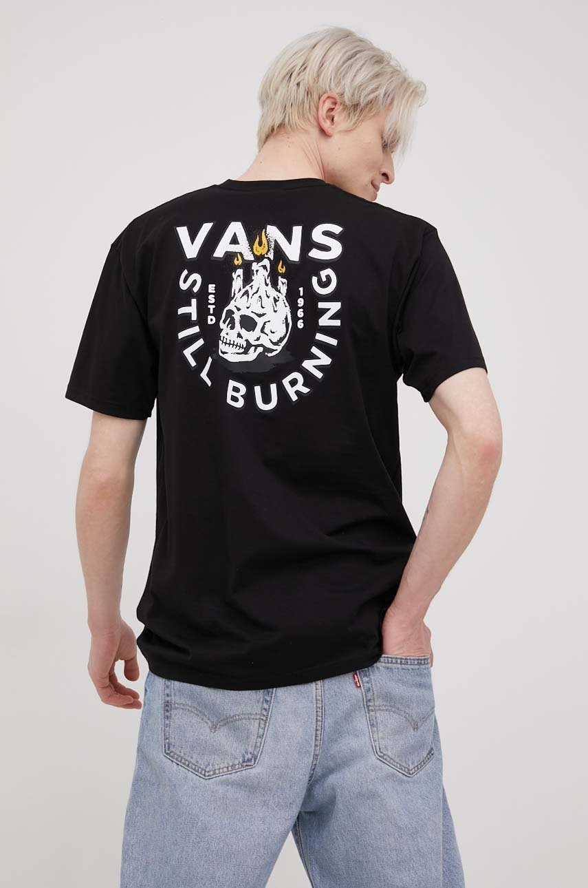 Vans t-shirt bawełniany kolor czarny z nadrukiem