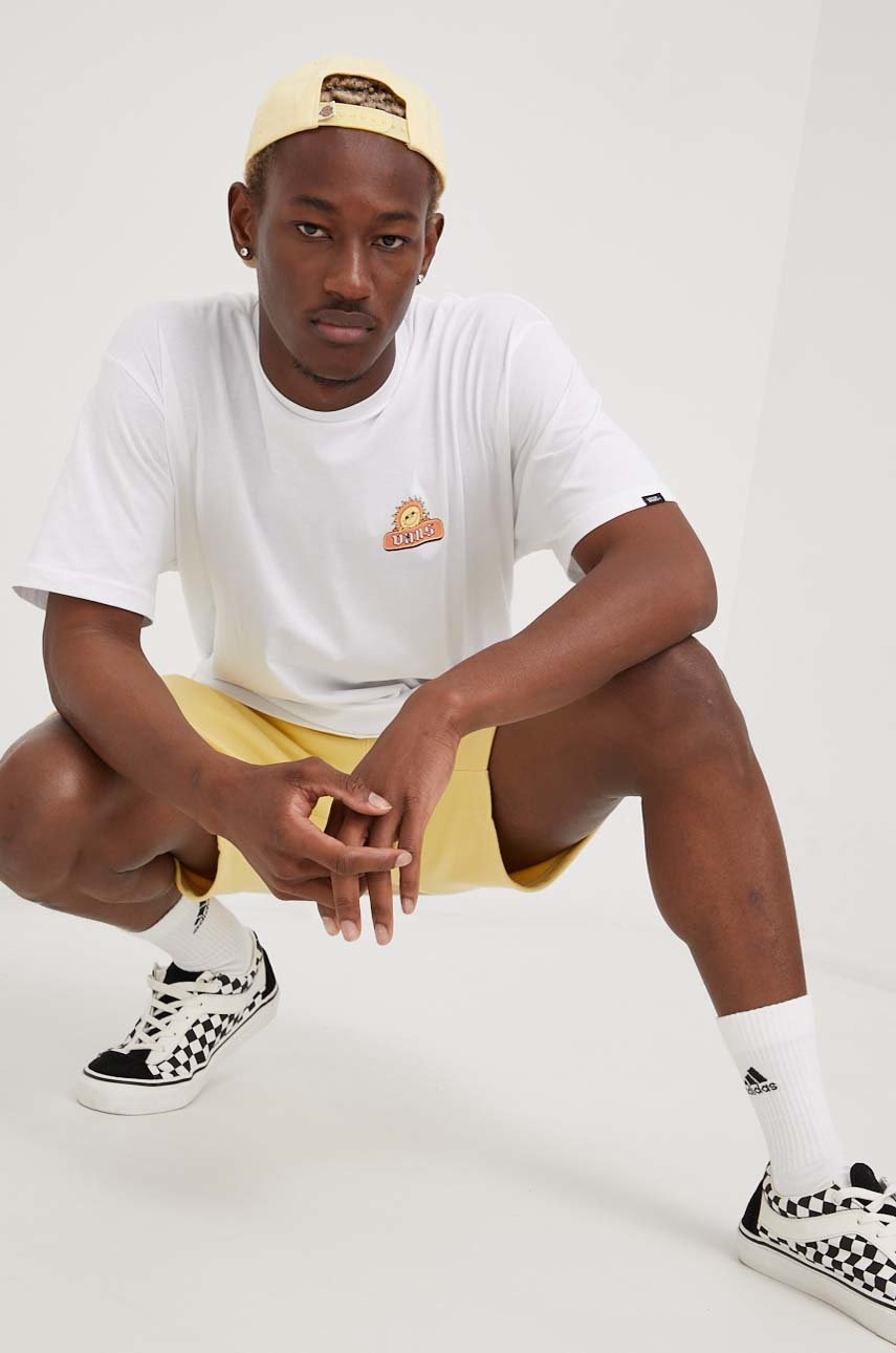 

Памучна тениска Vans в бяло с принт, Бял