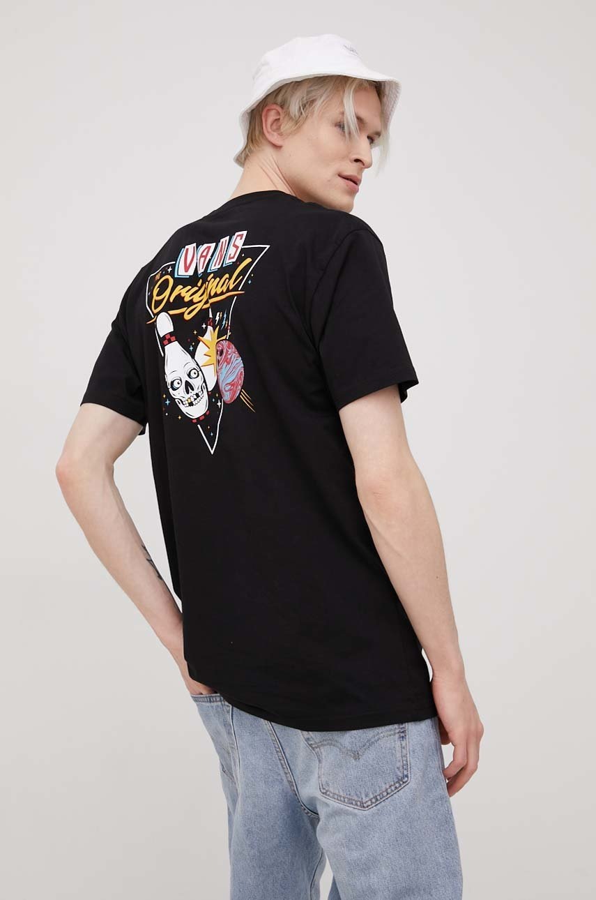 Vans t-shirt bawełniany kolor czarny z nadrukiem