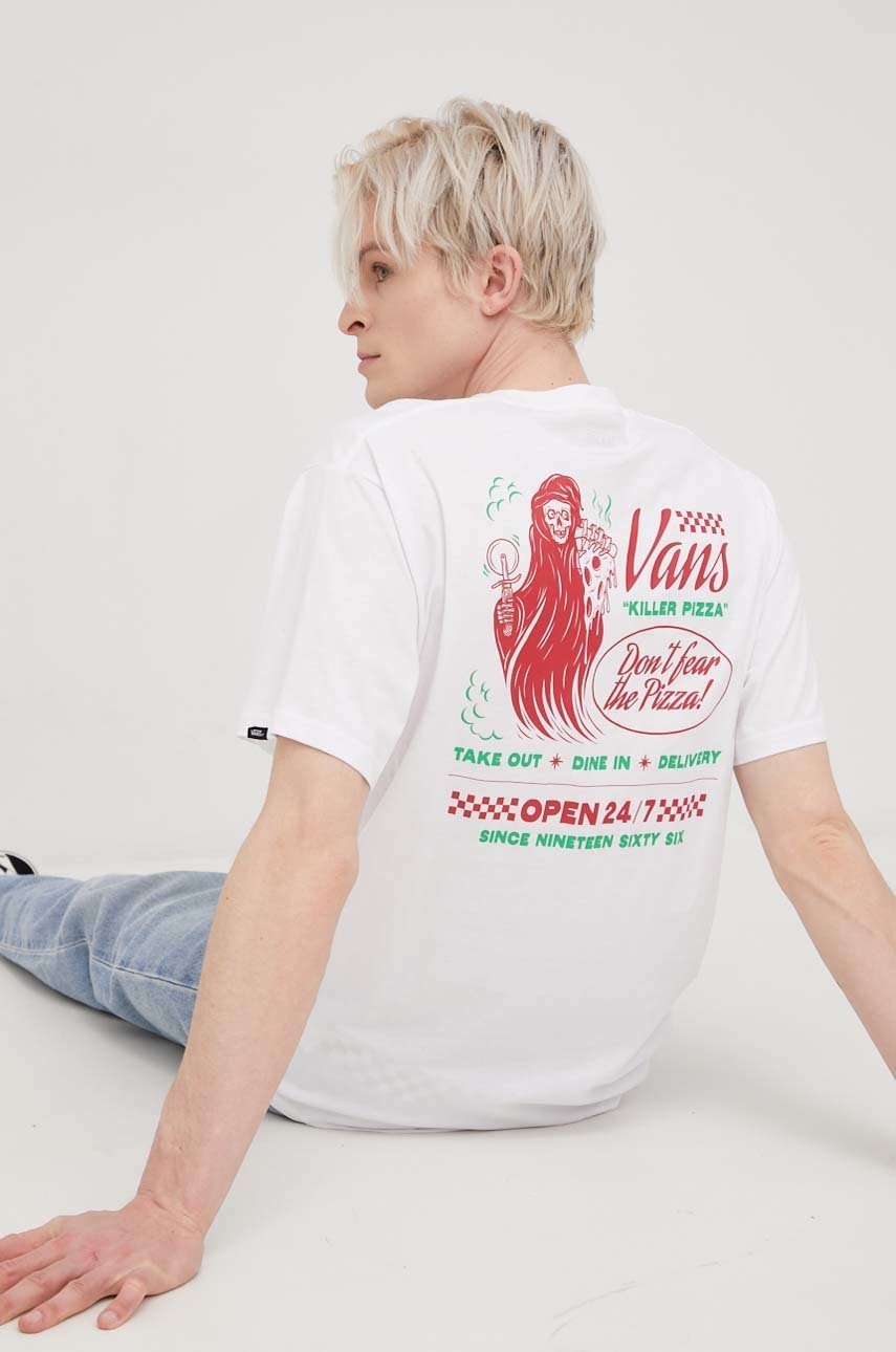 Vans t-shirt bawełniany kolor biały z nadrukiem