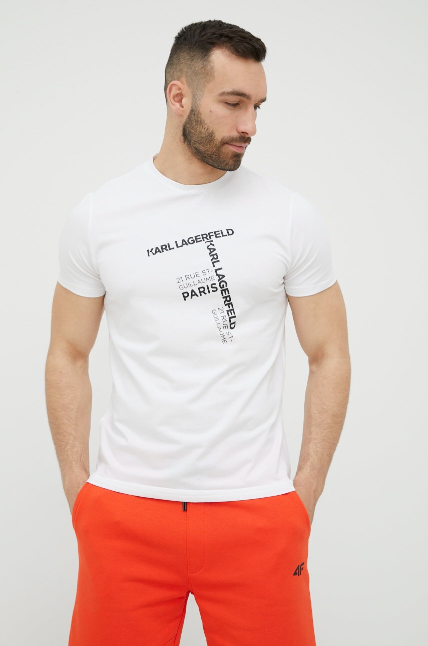 

Тениска Karl Lagerfeld в бяло с принт, Бял