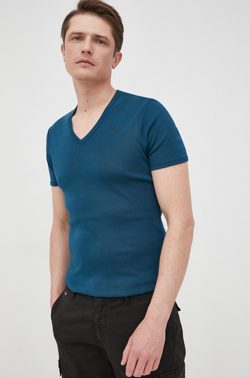 G-star raw tricou din bumbac culoarea turcoaz, neted