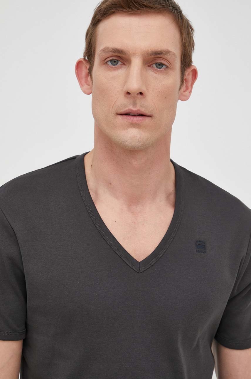 

Памучна тениска G-Star Raw в сиво с изчистен дизайн, Сив