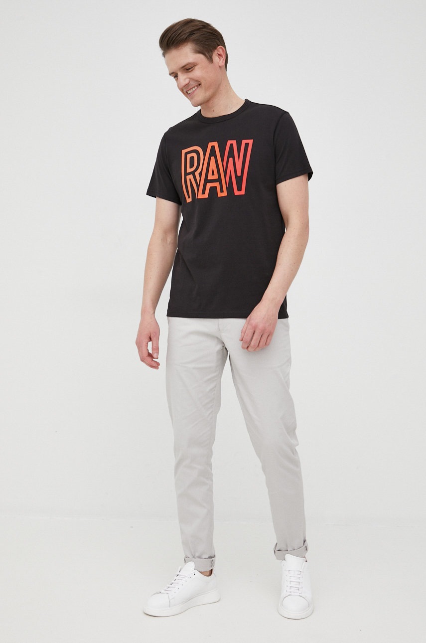 

Хлопковая футболка G-Star Raw цвет чёрный с принтом