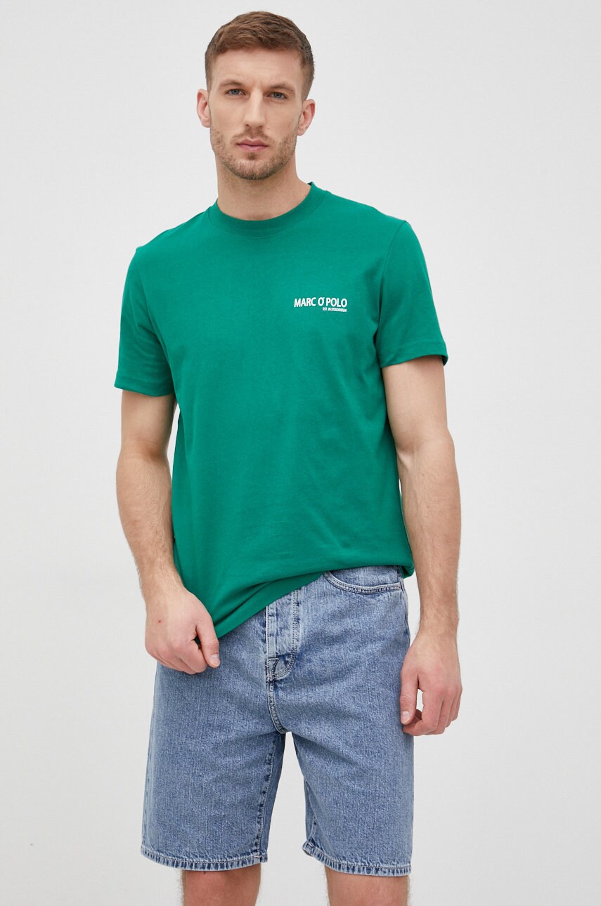 Marc o'polo tricou din bumbac culoarea verde, neted