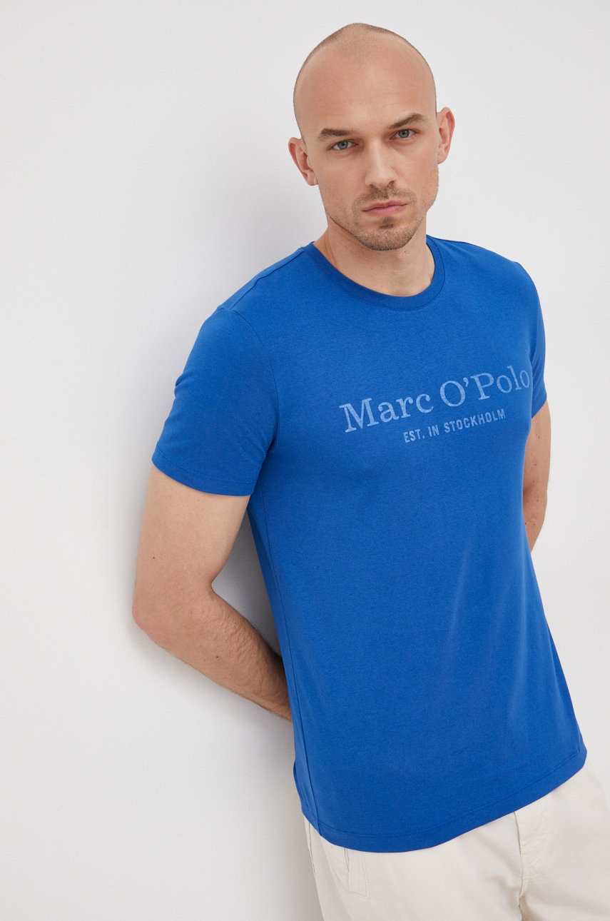 

Памучна тениска Marc O'Polo с принт, Син