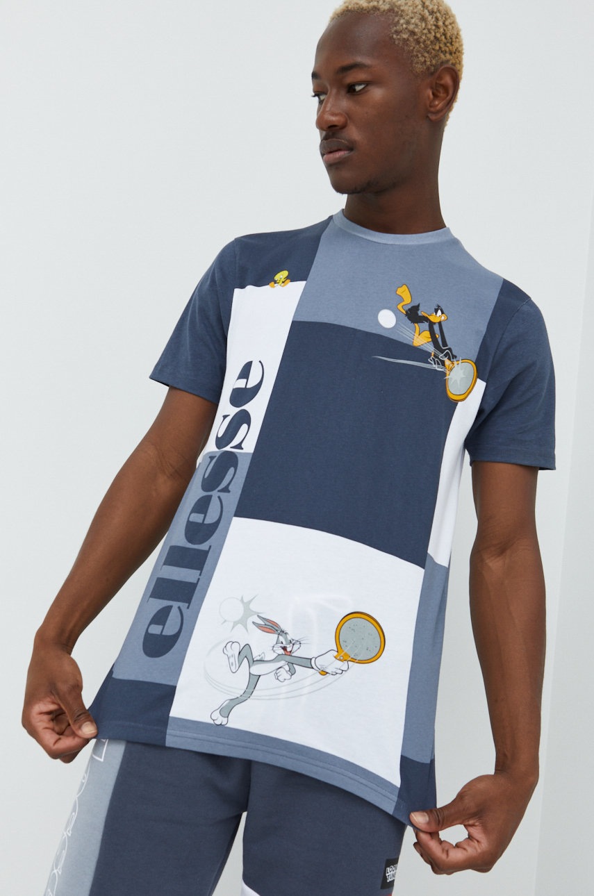 

Памучна тениска Ellesse X Looney Tunes в сиво с принт, Сив