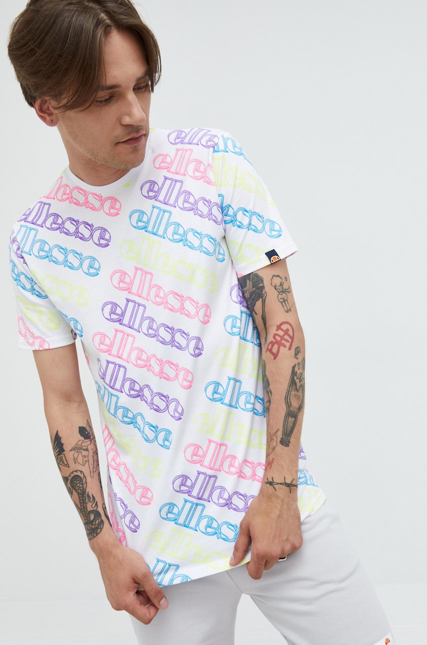 

Хлопковая футболка Ellesse цвет белый узорный