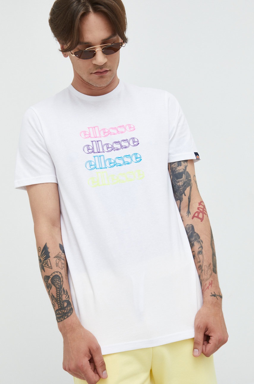 

Памучна тениска Ellesse в бяло с принт, Бял