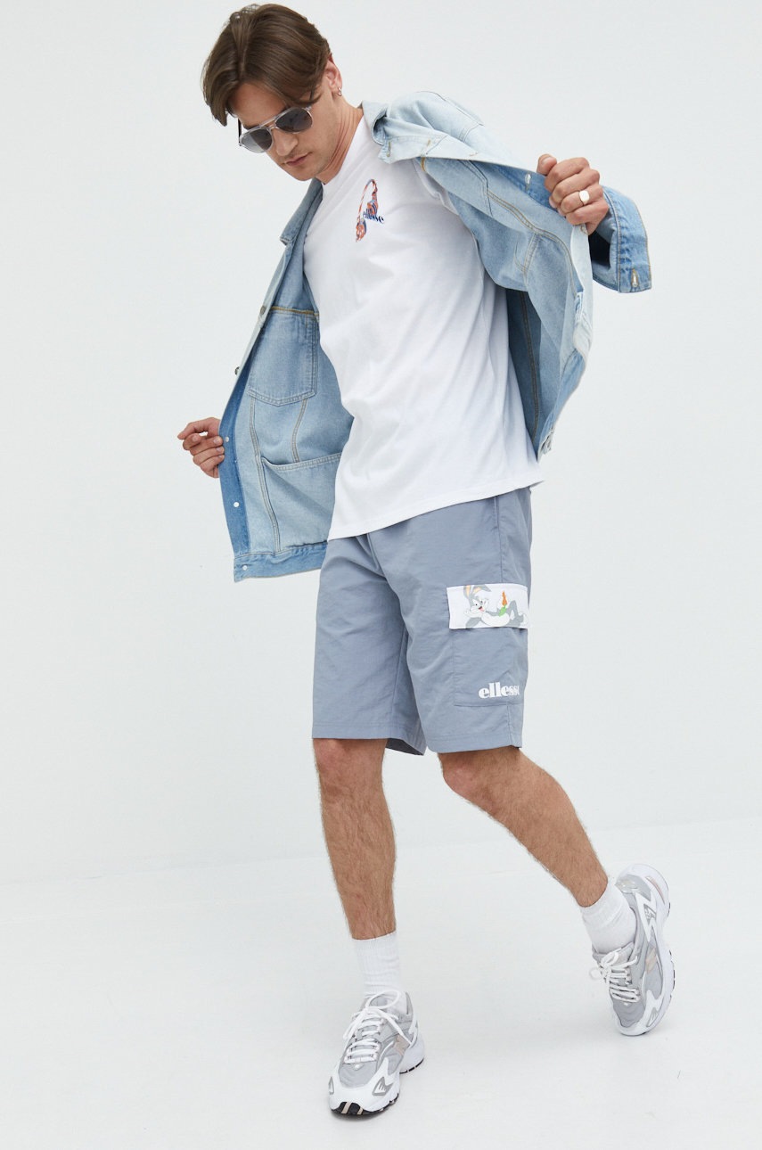 

Бавовняна футболка Ellesse колір білий з принтом