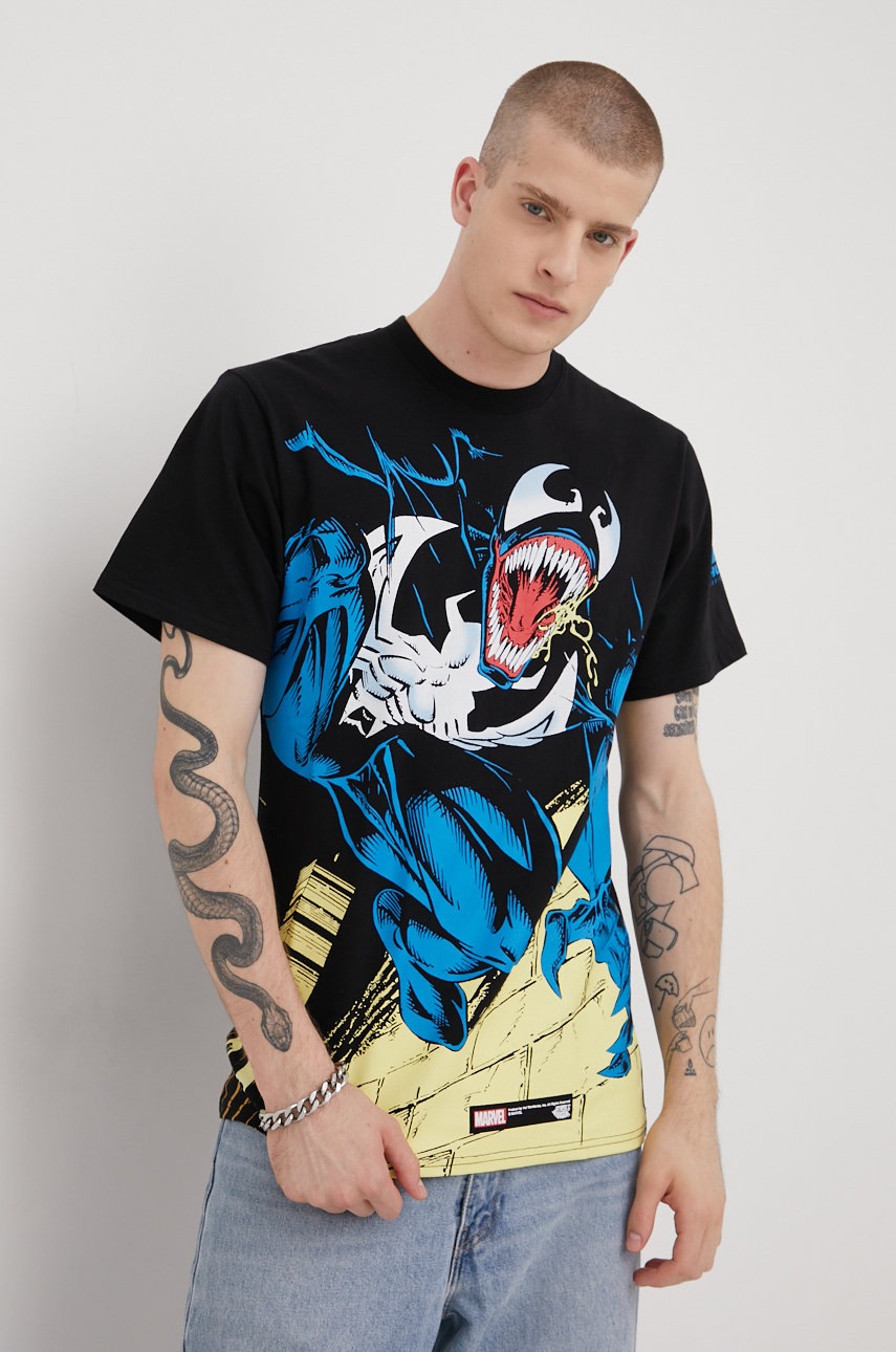 

Памучна тениска HUF X Marvel в черно с принт, Черен