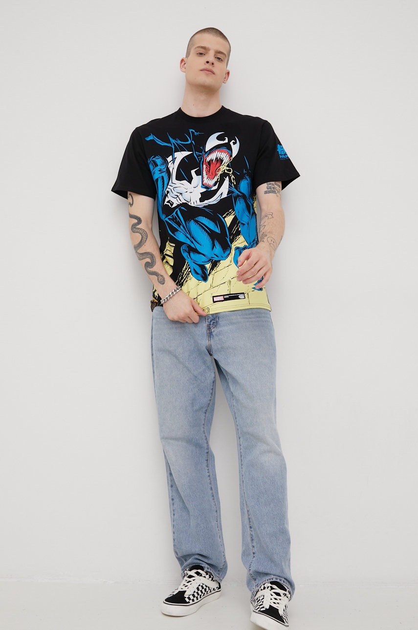 

Бавовняна футболка HUF X Marvel колір чорний з принтом