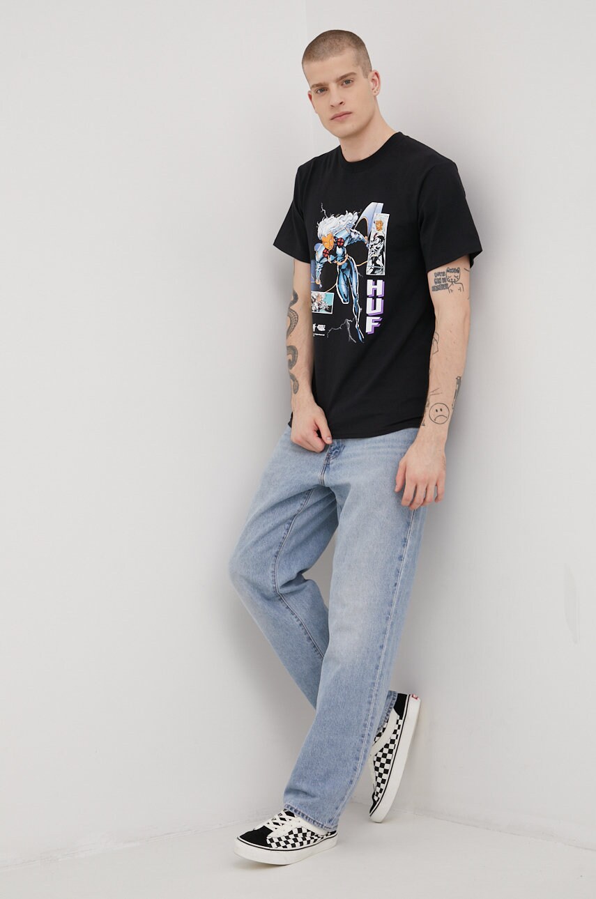 

Хлопковая футболка HUF X Marvel цвет чёрный с принтом