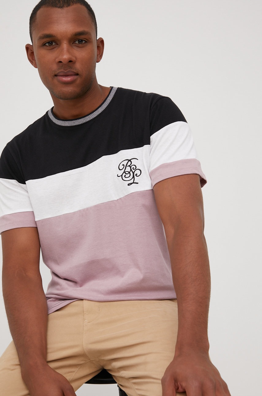 

Памучна тениска Brave Soul в лилаво с апликация, Виолетов