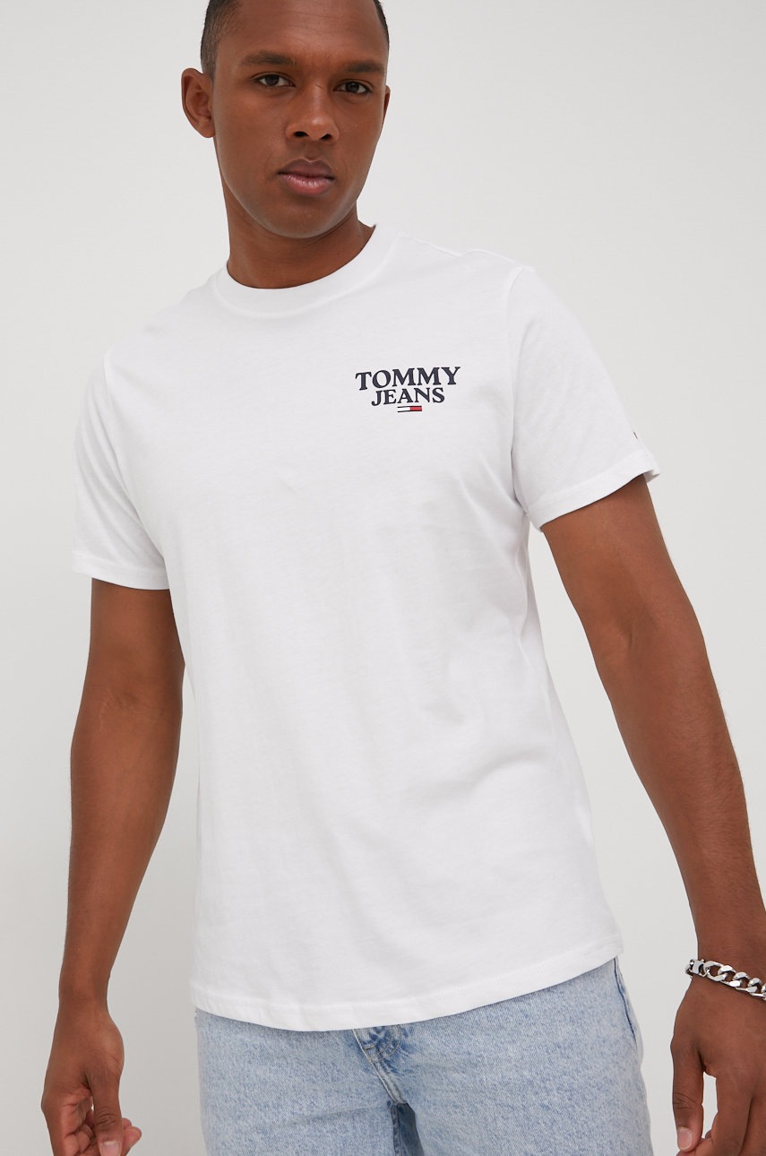

Бавовняна футболка Tommy Jeans колір білий з принтом