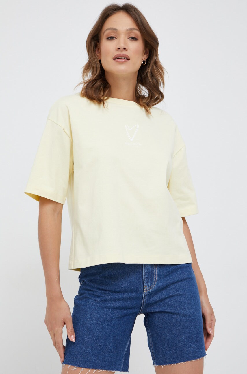 Marc o'polo tricou din bumbac culoarea galben, cu imprimeu