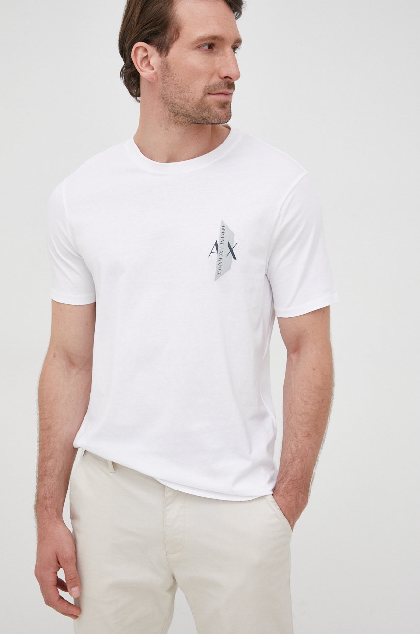 

Хлопковая футболка Armani Exchange цвет белый с принтом